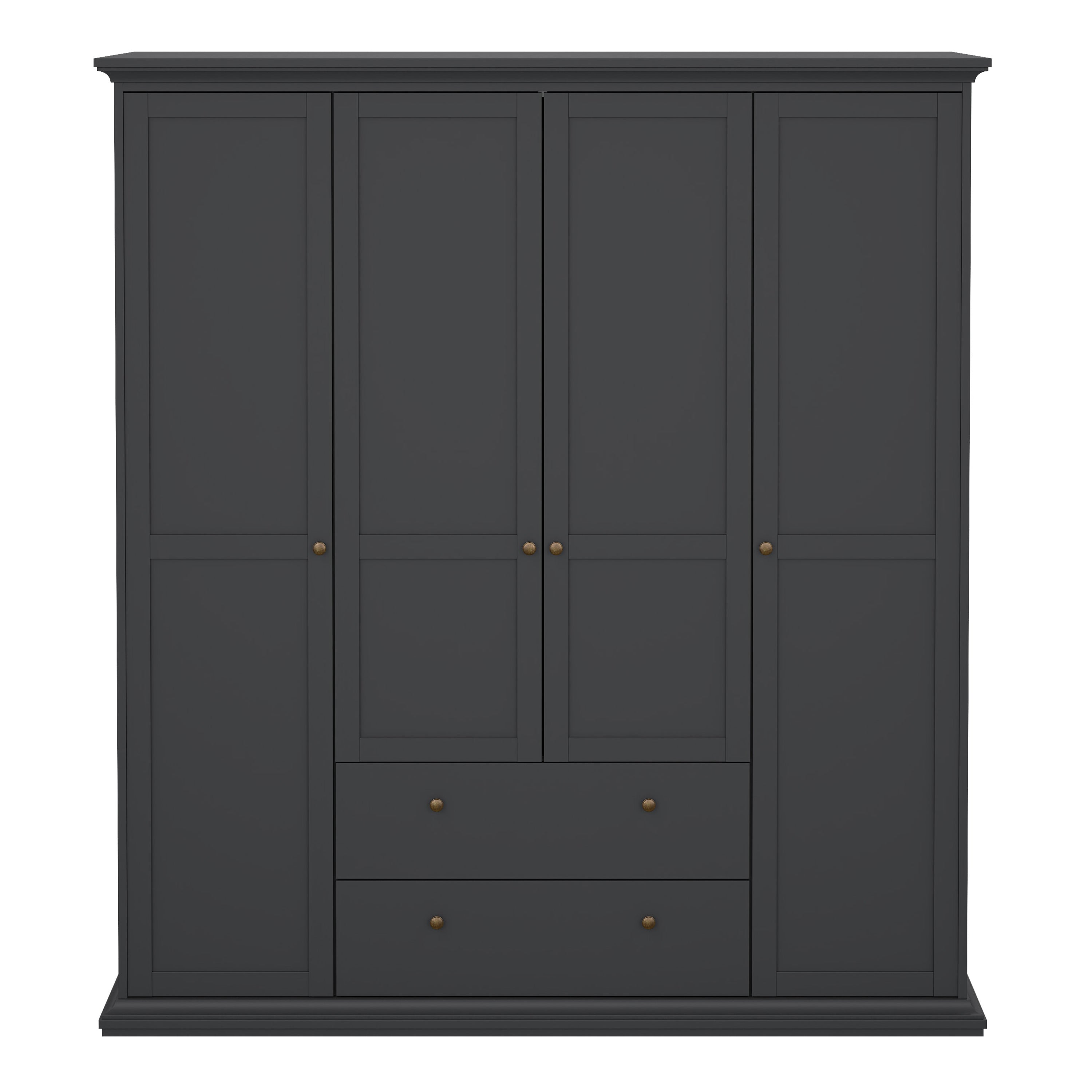 Paris Wardrobe with 4 Doors and 2 Drawers in Matt Grey