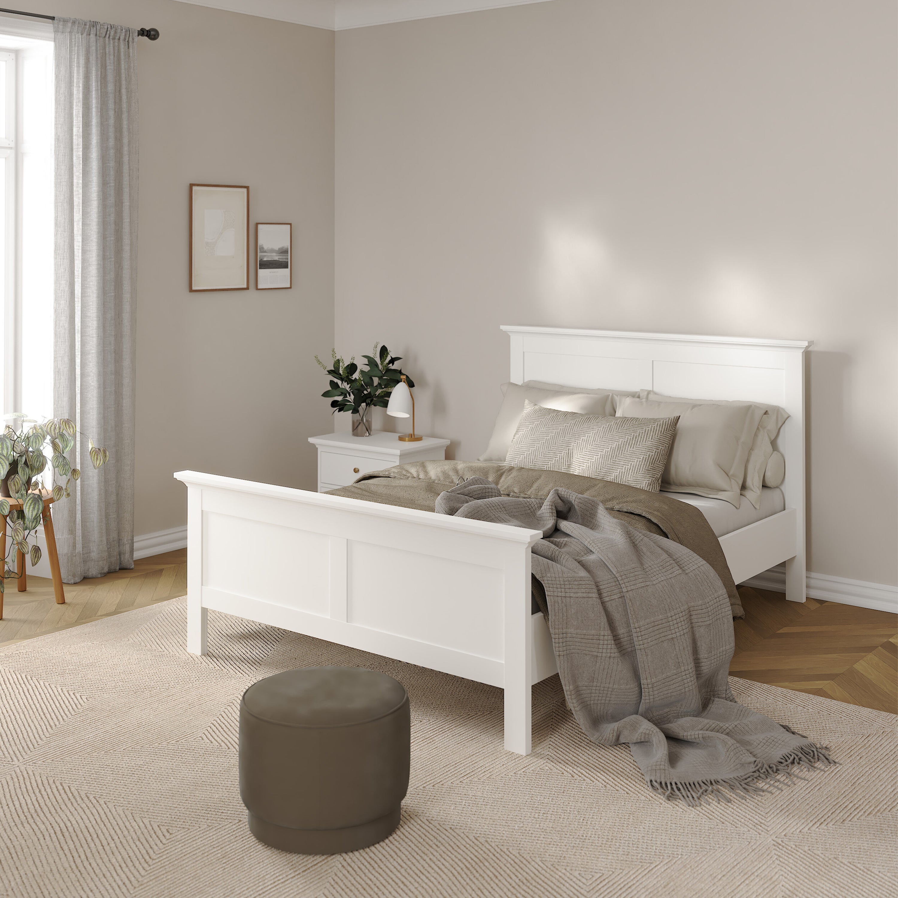 Paris Double Bed (140 x 200) in White