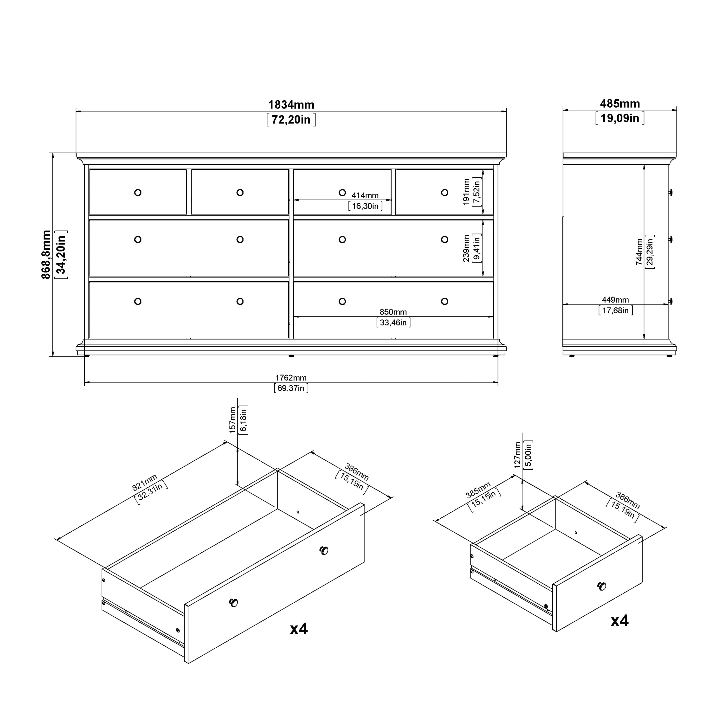 Paris Nightstand 1 Door + 1 Drawer in White