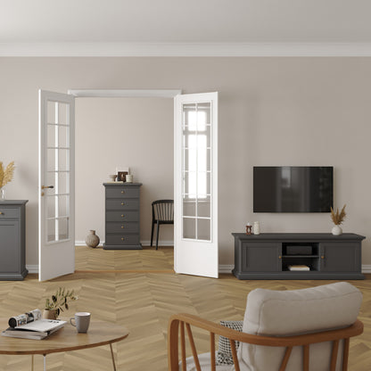 Paris TV-unit 2 frame Doors in Matt Grey