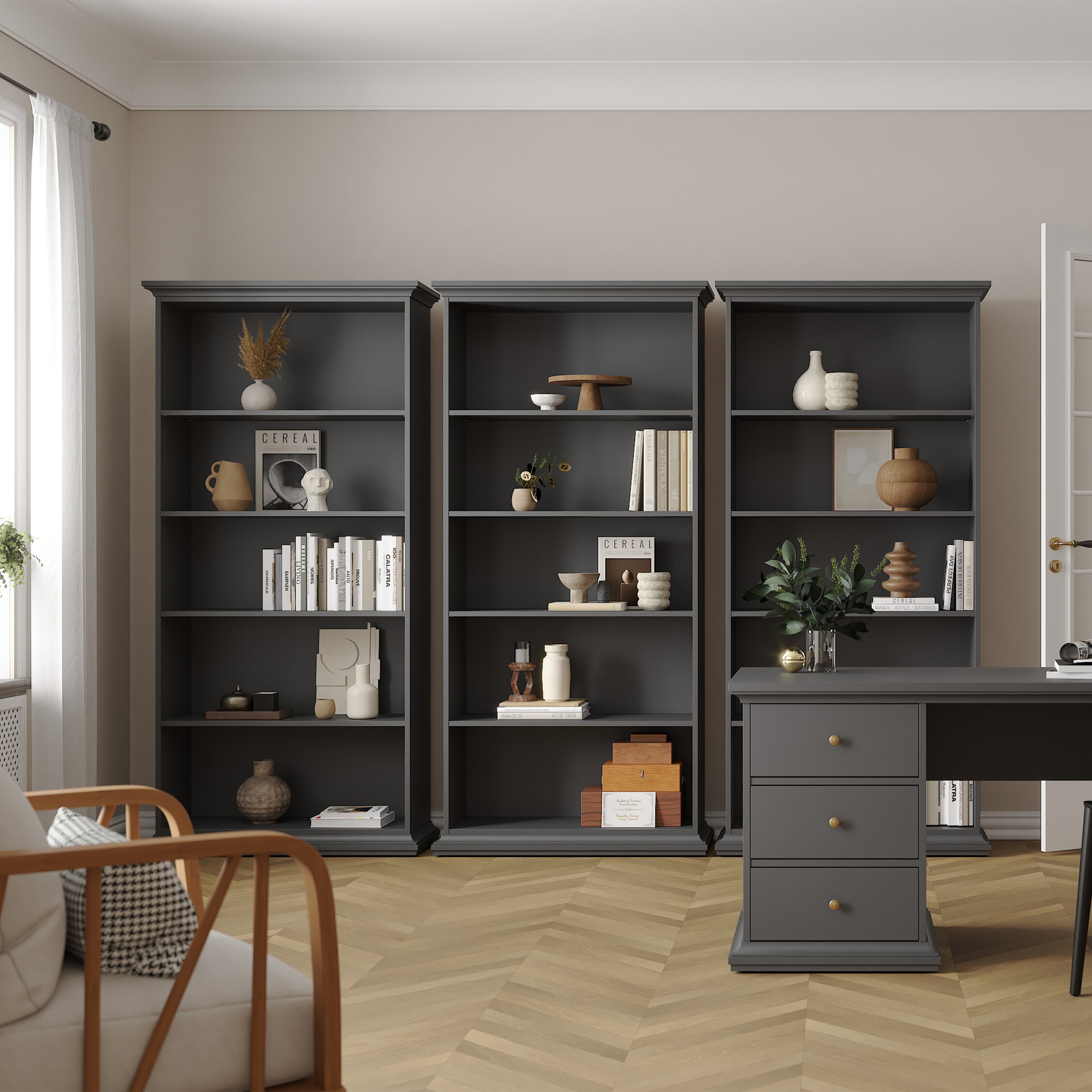 Paris Tall Bookcase in Matt Grey