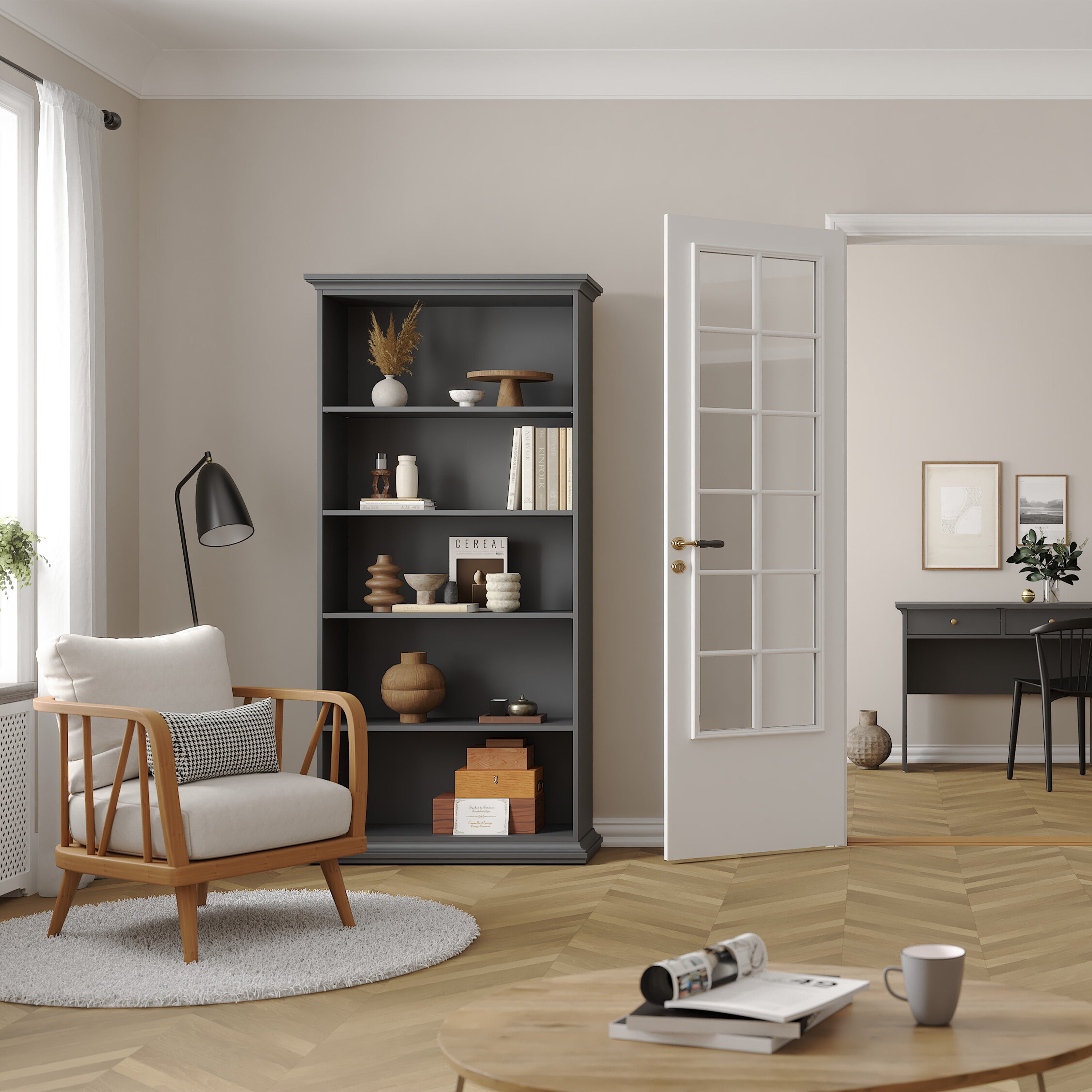 Paris Tall Bookcase in Matt Grey