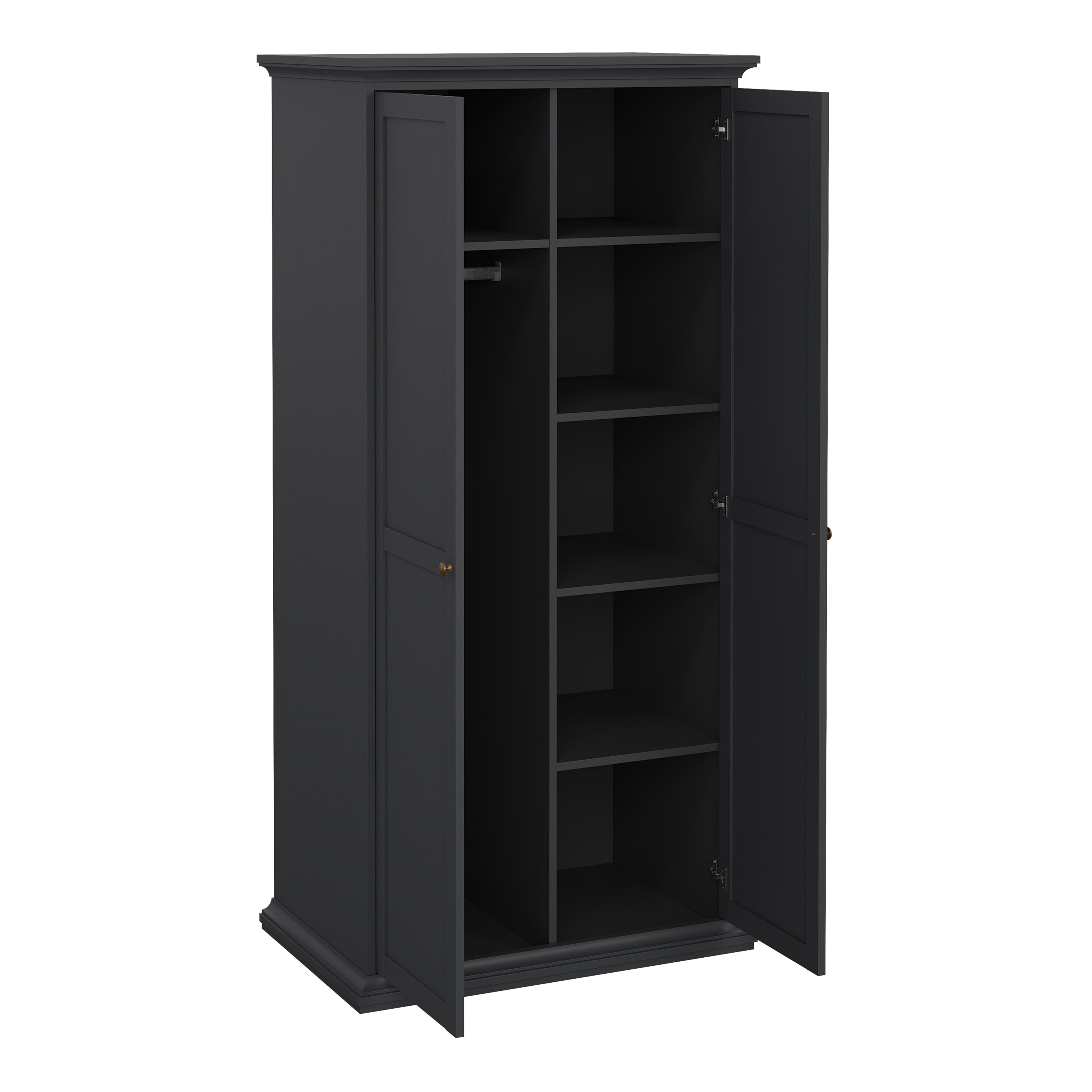 Paris Package - Bedside 2 Drawers + Chest of 4 Drawers + Wardrobe with 2 Doors Matt Grey