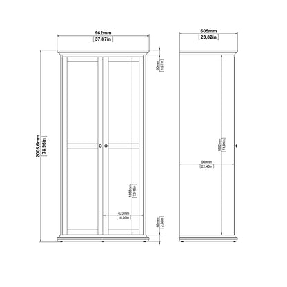 Paris Package - Bedside 2 Drawers + Chest of 4 Drawers + Wardrobe with 2 Doors Matt Grey