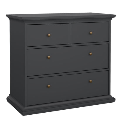 Paris Package - Bedside 2 Drawers + Chest of 4 Drawers + Wardrobe with 2 Doors Matt Grey