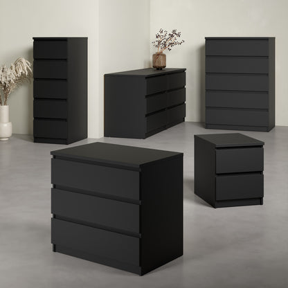 Naia Bedside 1 Drawer 1 Shelf in Black Matt