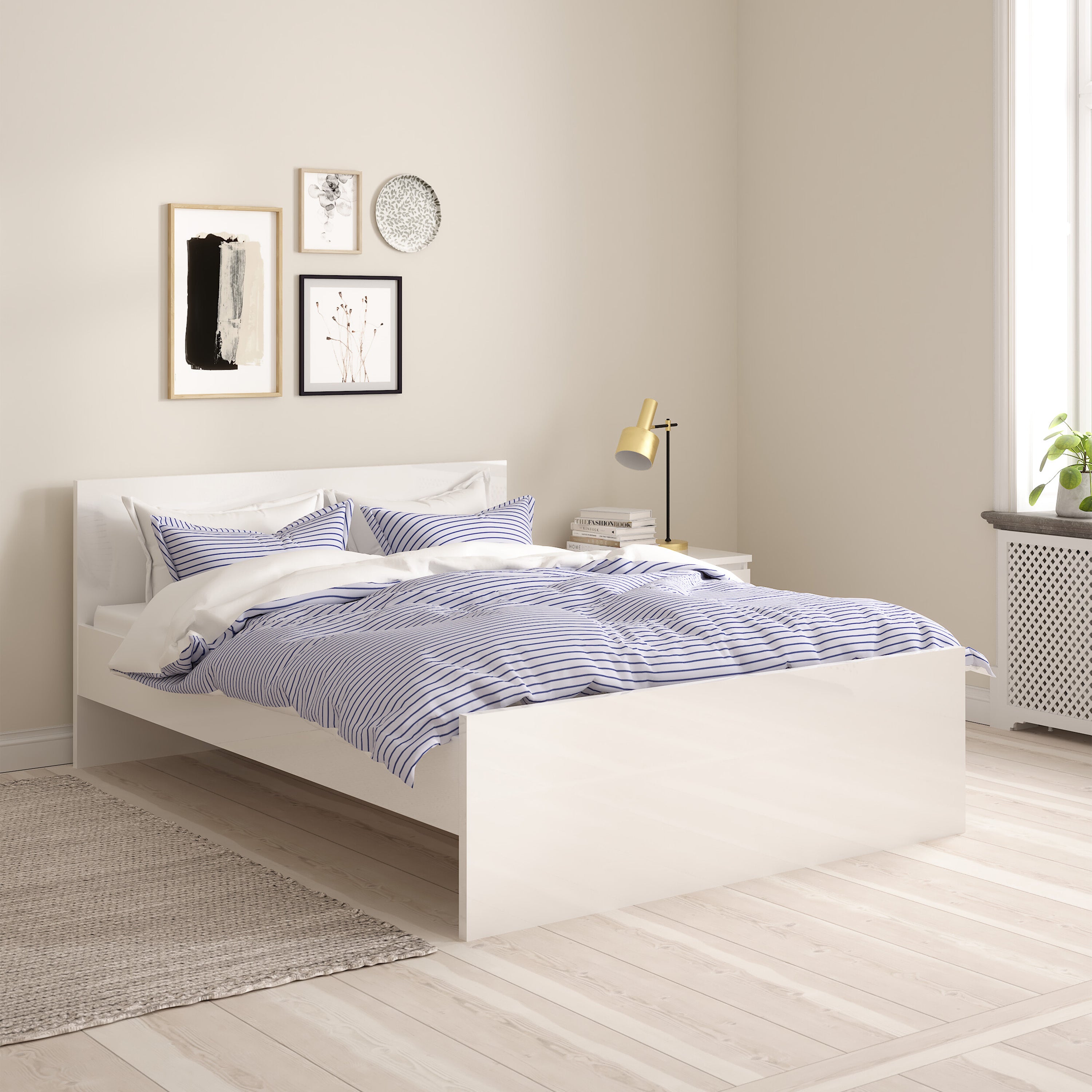 Naia Double Bed 4ft6 (140 x 190) in White High Gloss