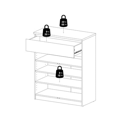 Naia Sideboard 1 Drawer 2 Doors in White High Gloss