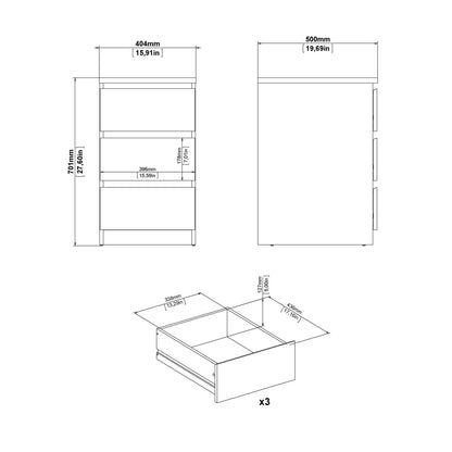 Naia Bedside 3 Drawers in Jackson Hickory Oak