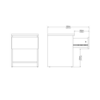 Naia Bedside 1 Drawer 1 Shelf in White