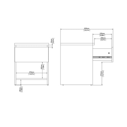 Naia Bedside 1 Drawer 1 Shelf in Concrete and White High Gloss