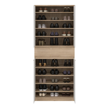 Naia Shoe Cabinet with 4 Doors 1 Drawer in Jackson Hickory Oak and White