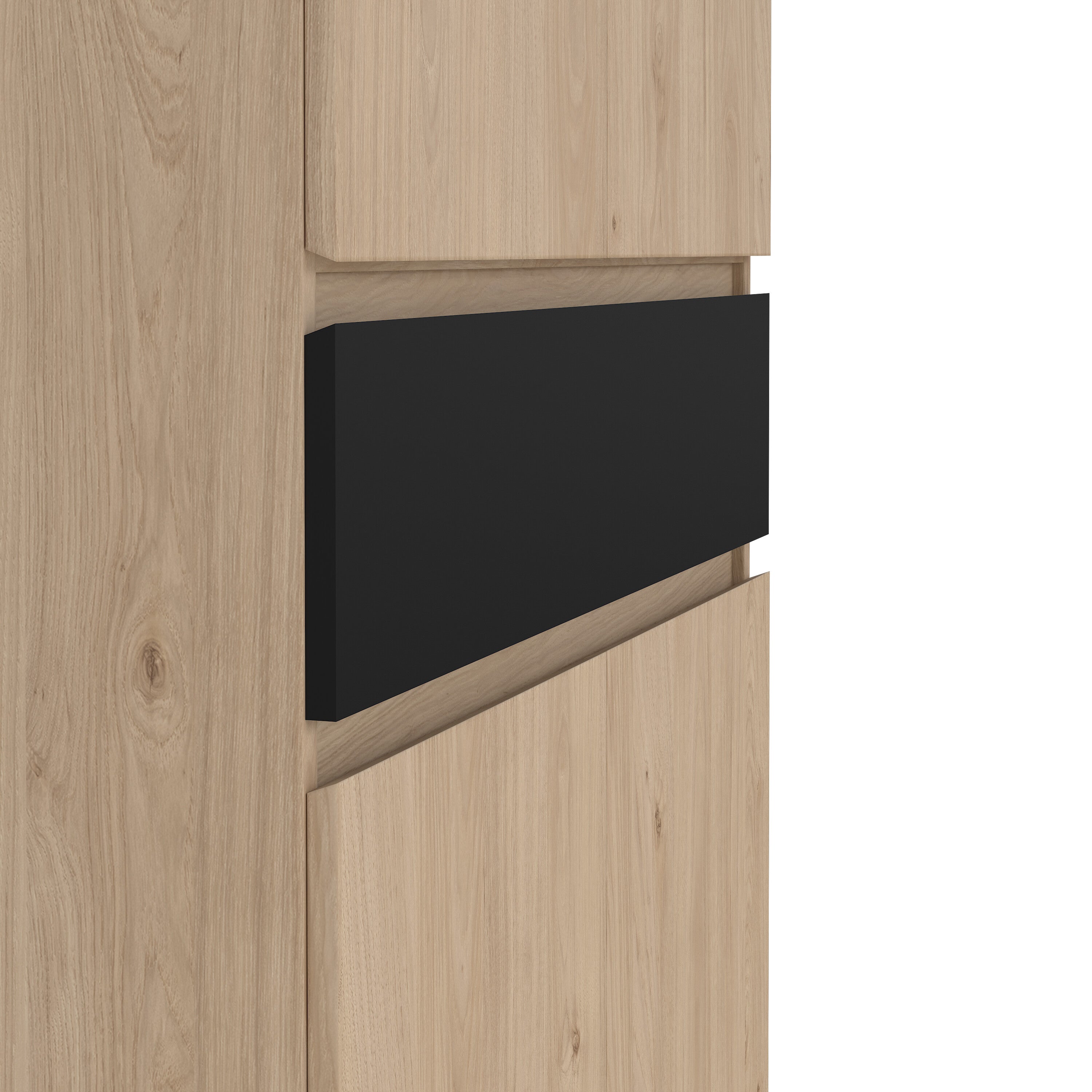 Naia Shoe Cabinet with 4 Doors 1 Drawer in Jackson Hickory Oak and Black