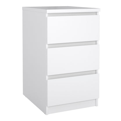 Naia Package - Bedside 3 Drawers + Chest of 5 Drawers + Wardrobe with 2 Doors + 1 Drawer in White High Gloss