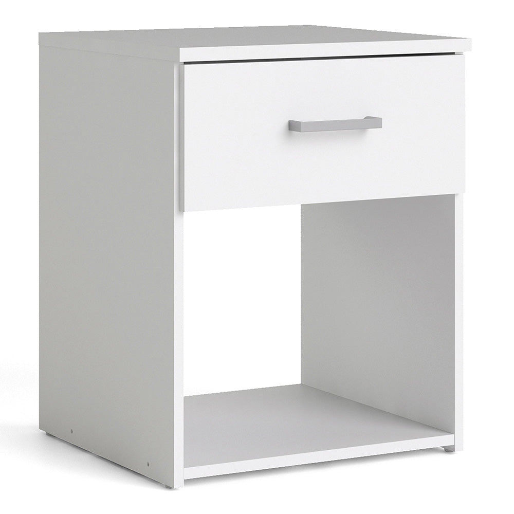 Space Package - Bedside 1 Drawer + Chest of 3 Drawers + Wardrobe with 2 Doors in White