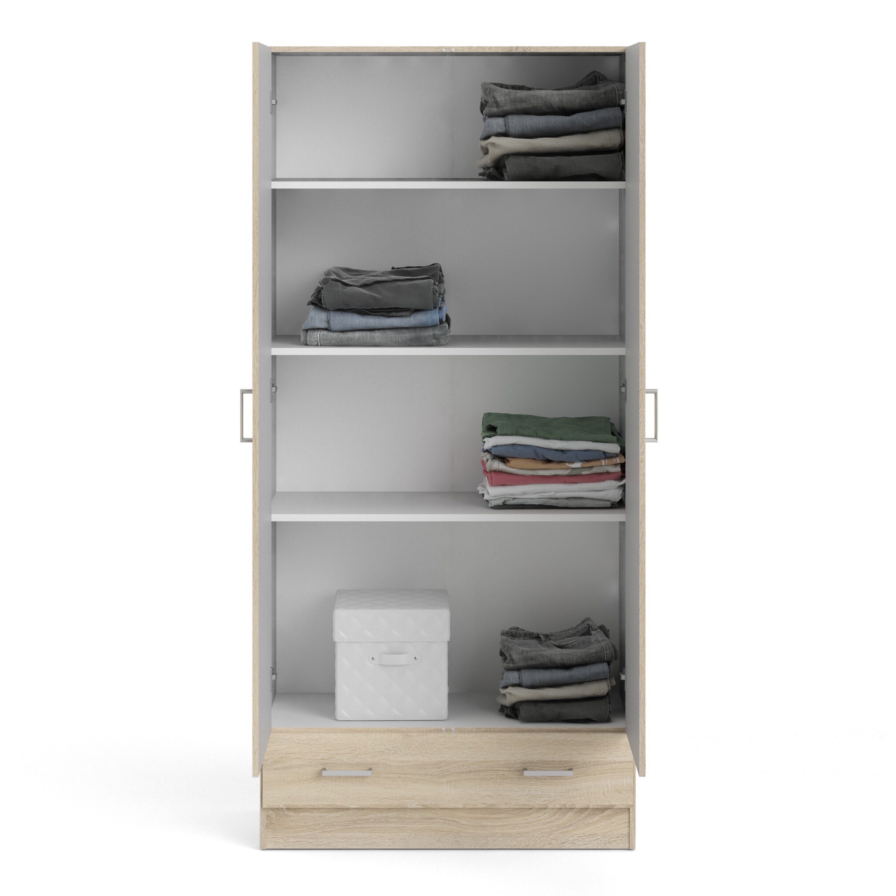 Space Wardrobe with 2 Doors + 1 Drawer in Oak 1750