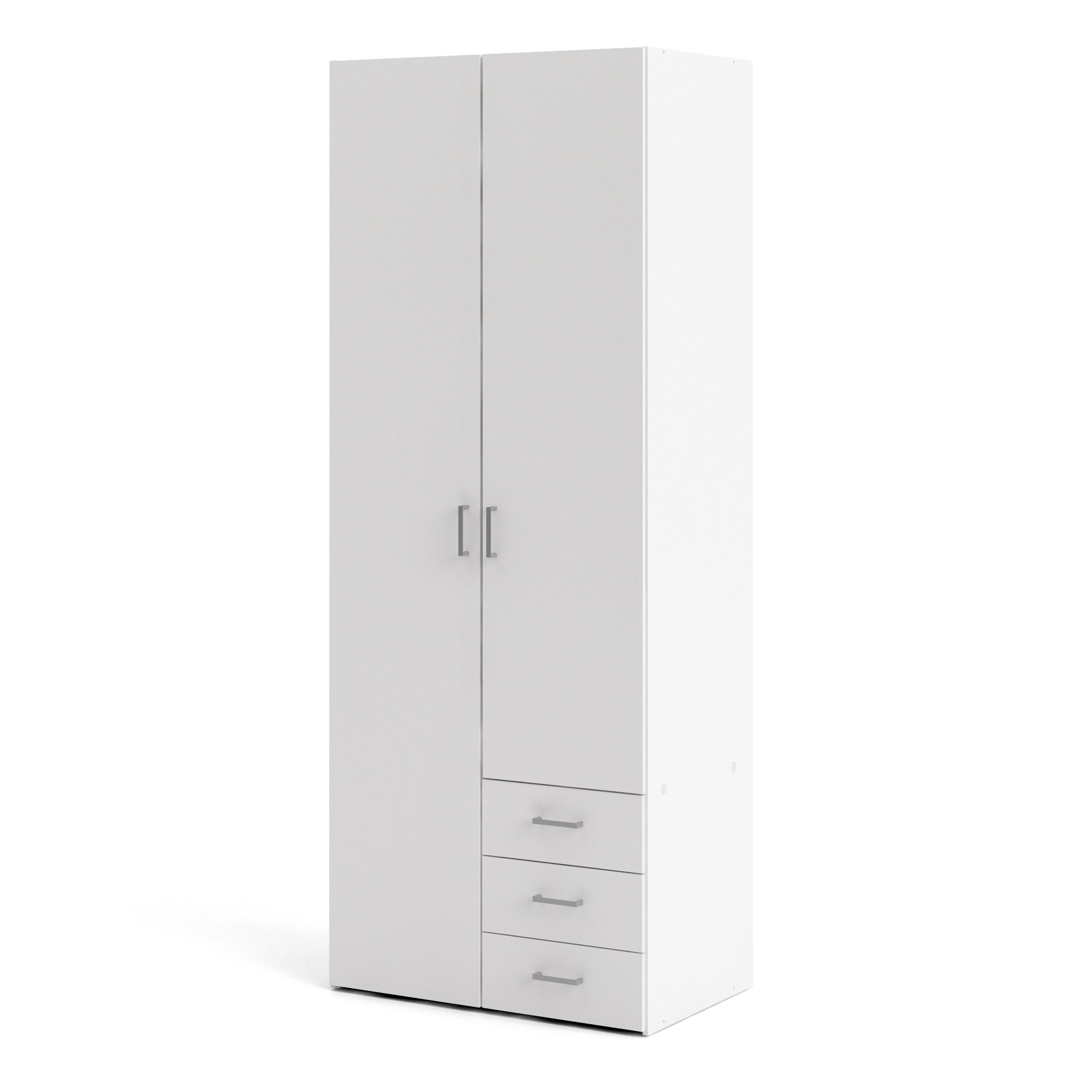 Space Wardrobe 2 Doors 3 Drawers in White 2000