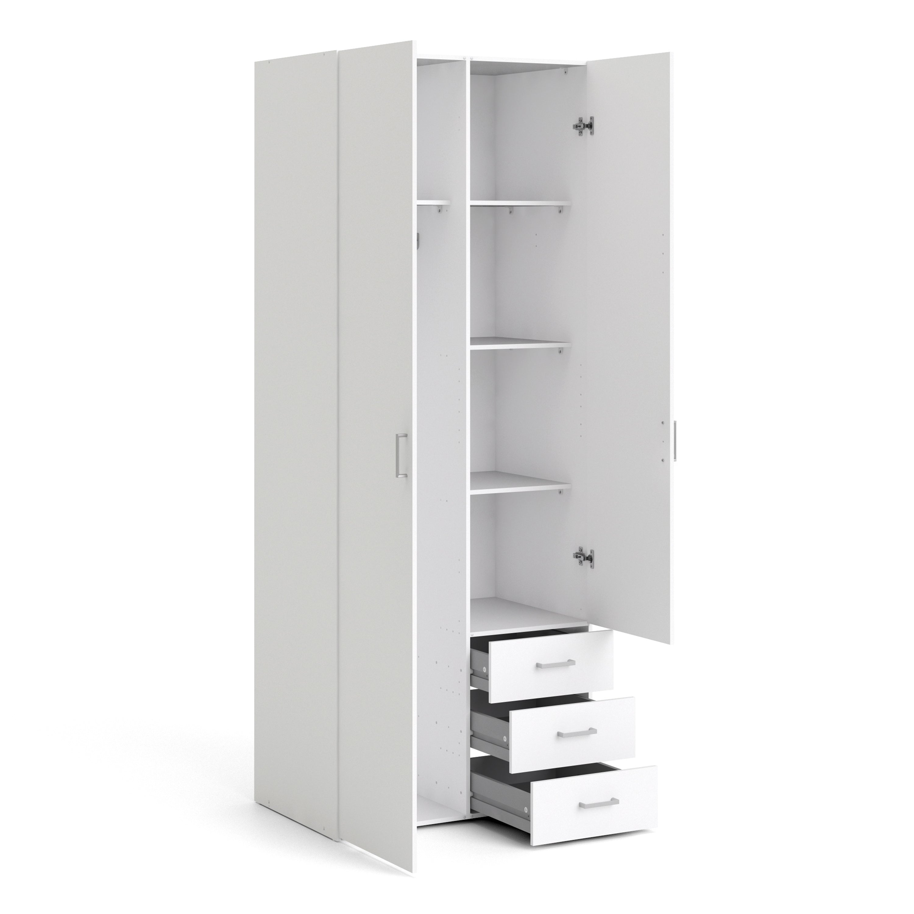 Space Wardrobe 2 Doors 3 Drawers in White 2000