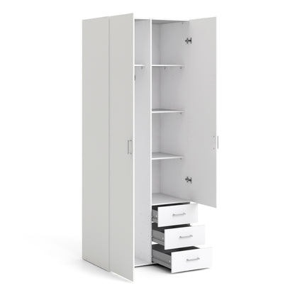 Space Wardrobe 2 Doors 3 Drawers in White 2000