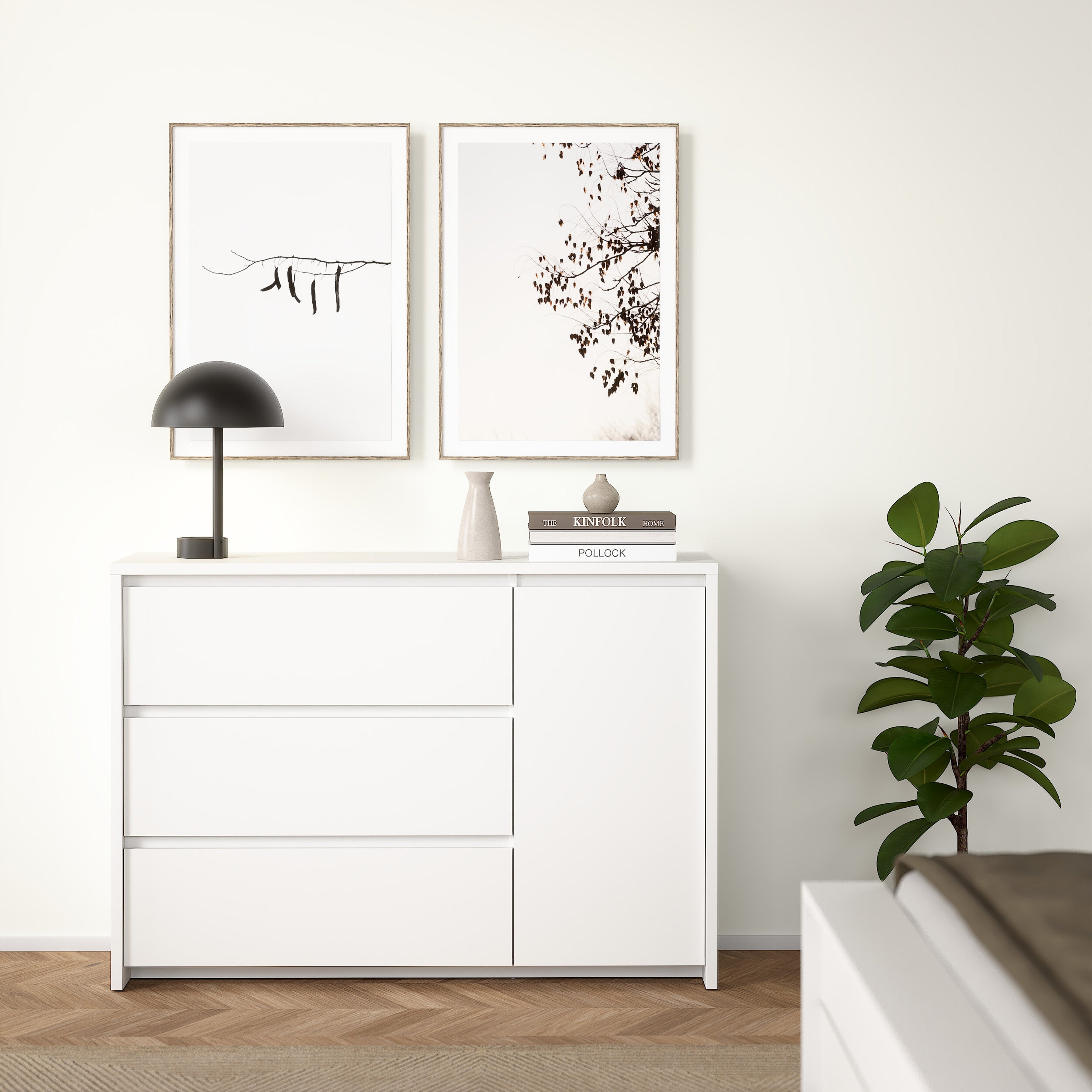 Next Sideboard with 1 door and 3 drawers White