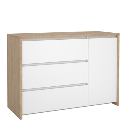 Next Sideboard with 1 door and 3 drawers Jackson Hickory White high gloss