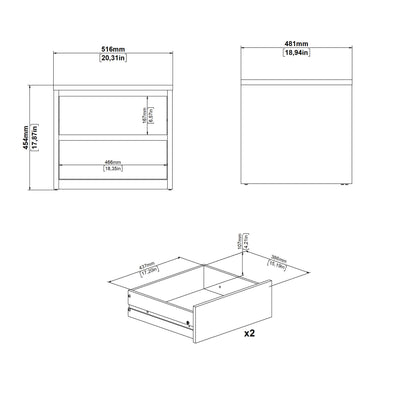 Next Nightstand 2 drawers Jackson Hickory White high gloss