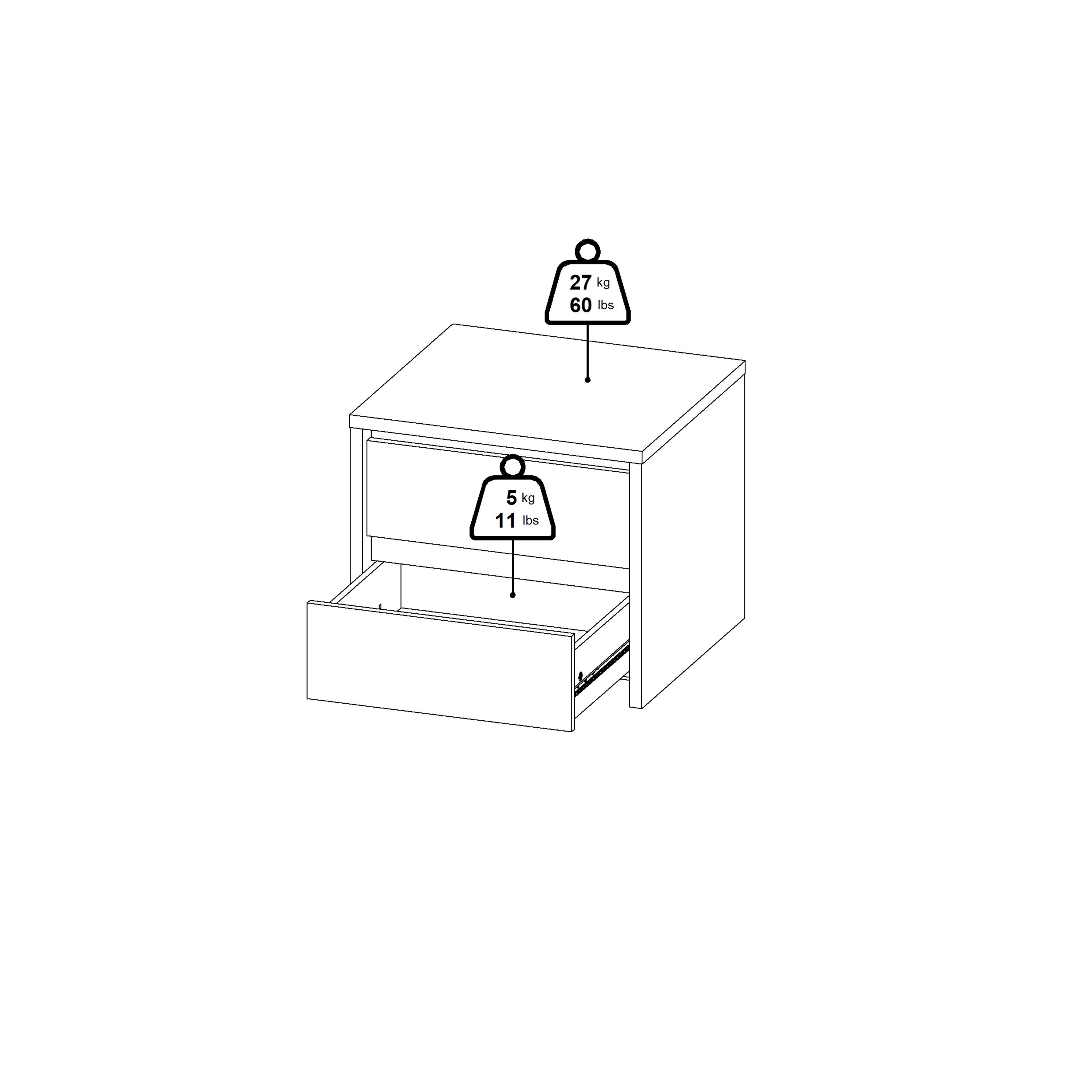 Next Nightstand 2 drawers Jackson Hickory White high gloss