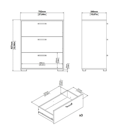 Sofia Chest 3 drawers White