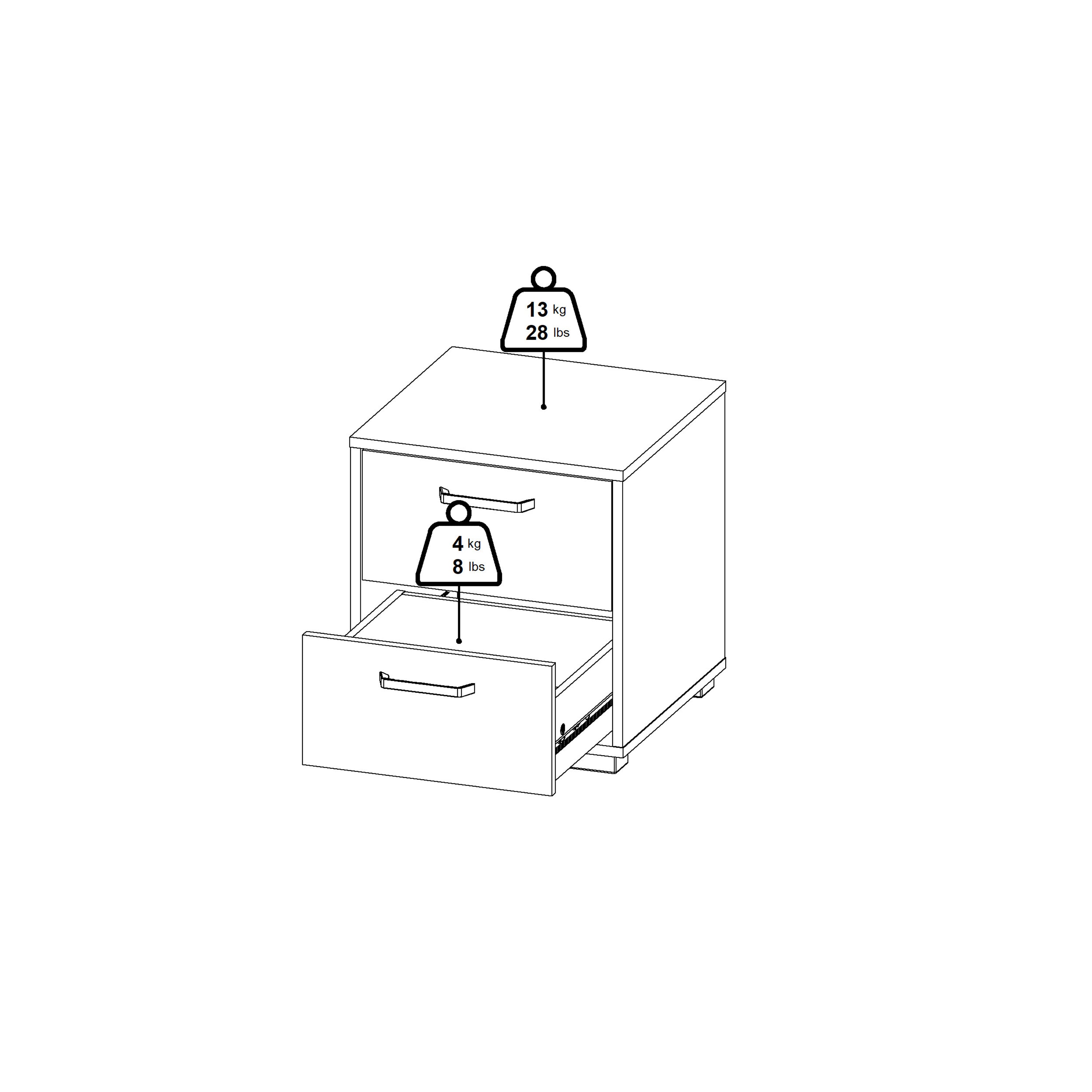 Sofia Nightstand 2 drawers White