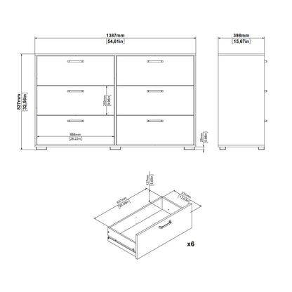 Sofia Double dresser 6 drawers White