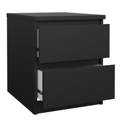 Naia Bedside 2 drawers in Matt Black