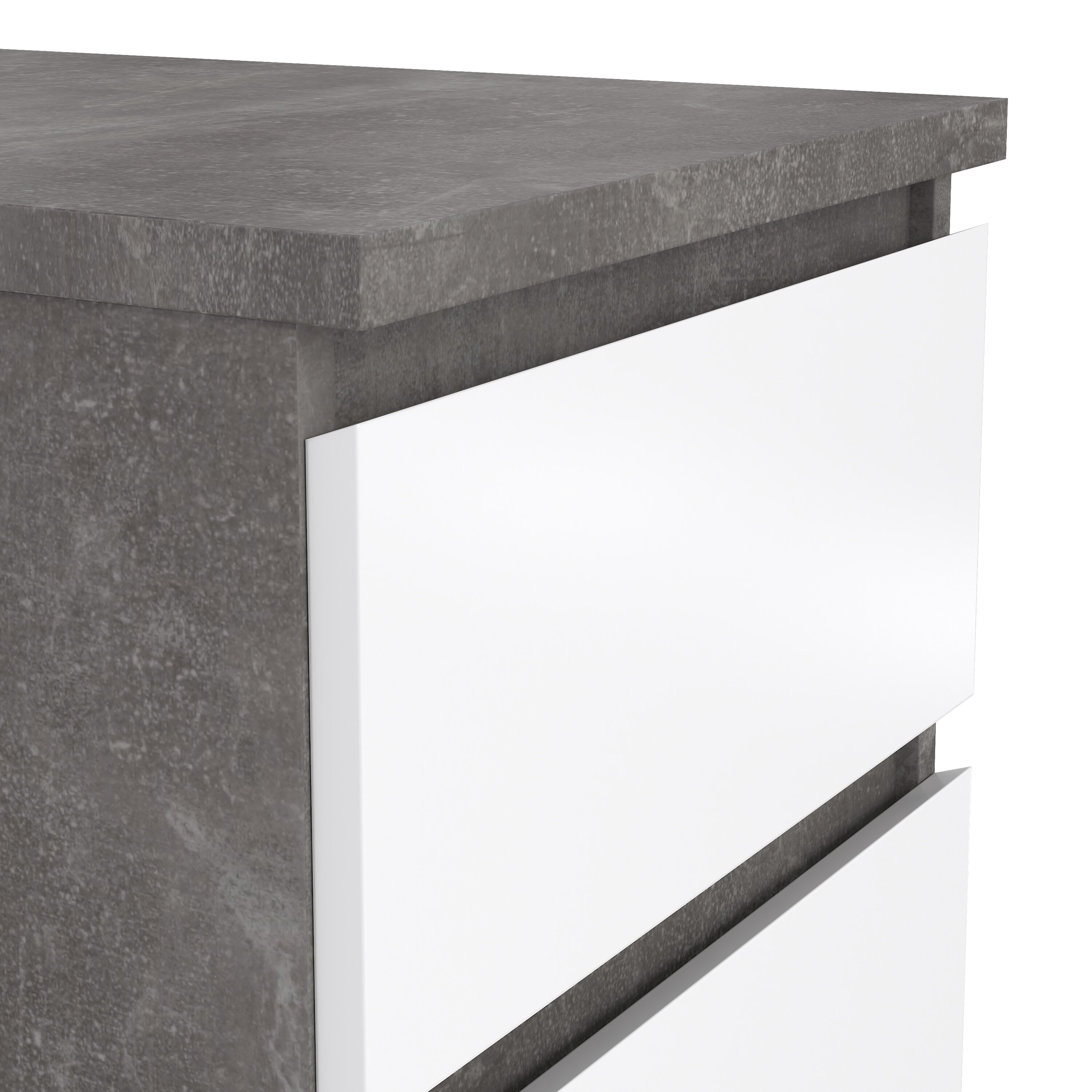 Naia Bedside 2 drawers in Concrete/White high gloss