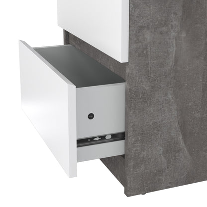 Naia Bedside 2 drawers in Concrete/White high gloss