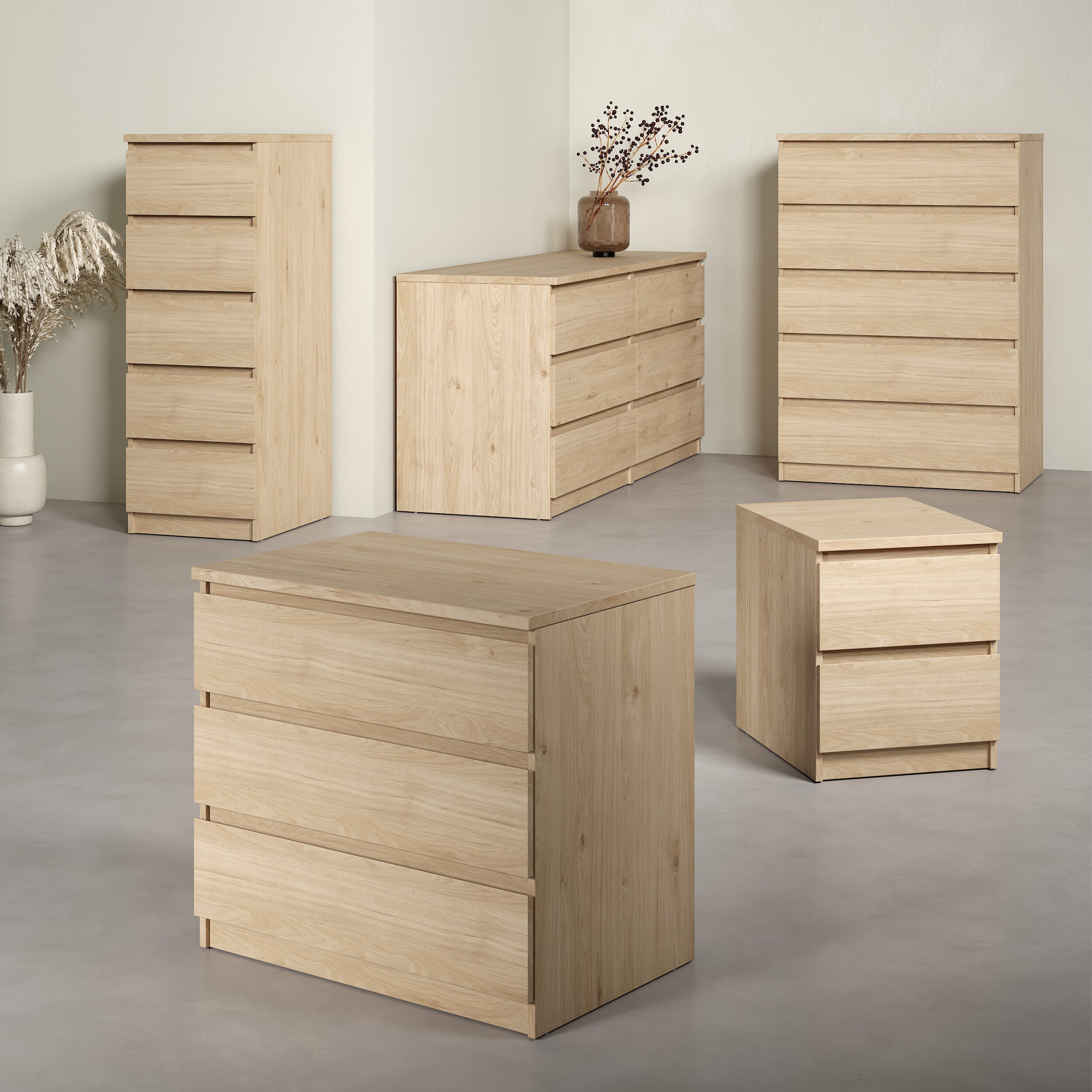 Naia Bedside 2 drawers in Jackson Hickory
