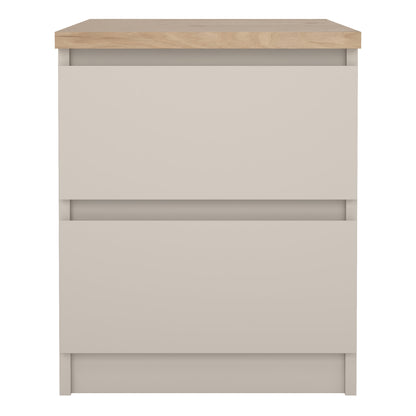 Naia Bedside 2 drawers in Cashmere Jackson Hickory