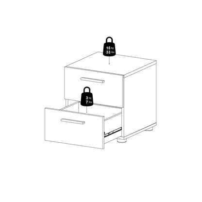Pepe Bedside 2 Drawers in White