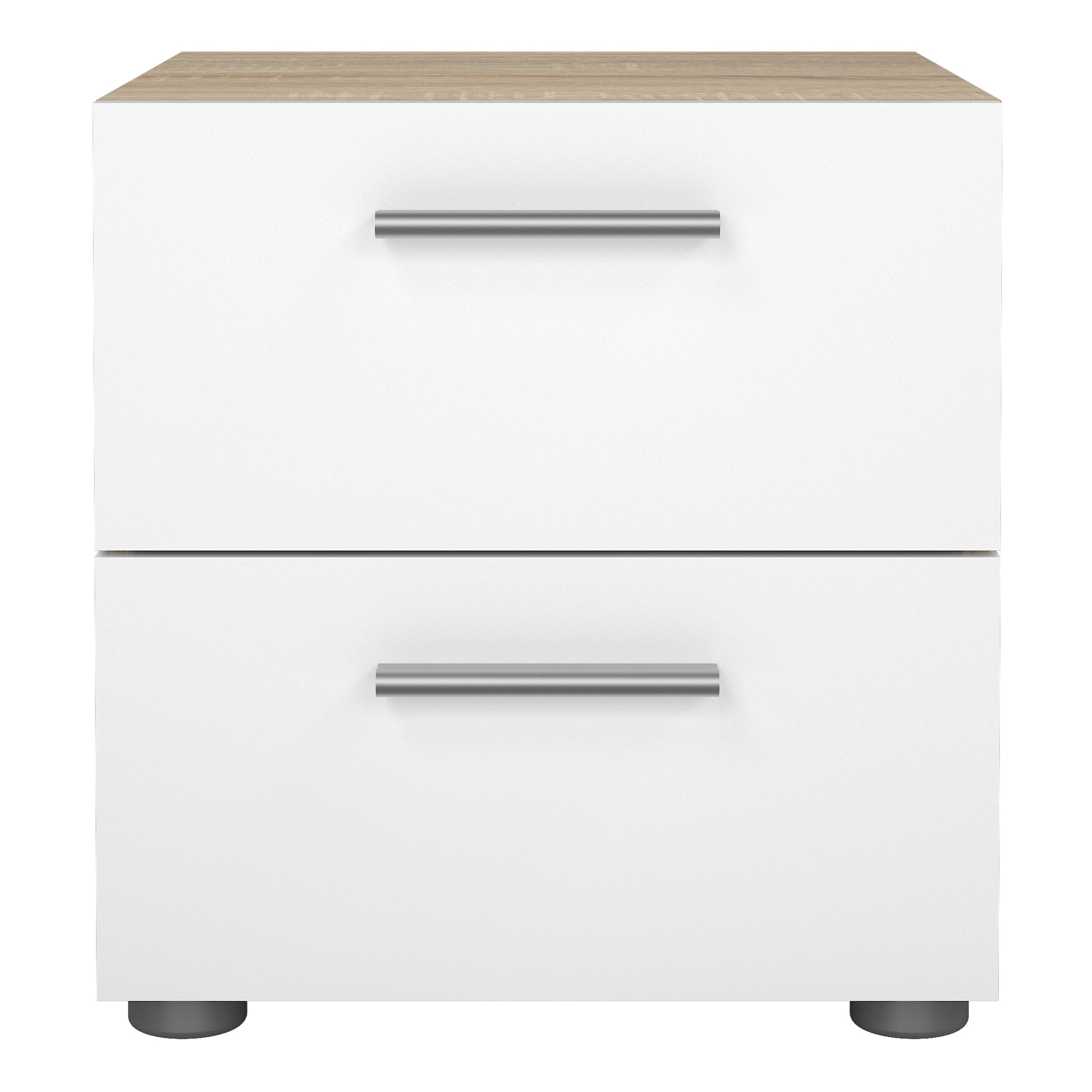 Pepe Bedside 2 Drawers in Oak with White High Gloss