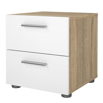 Pepe Bedside 2 Drawers in Oak with White High Gloss