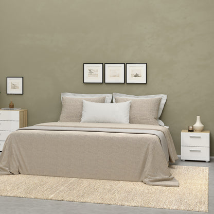 Pepe Bedside 2 Drawers in Oak with White High Gloss