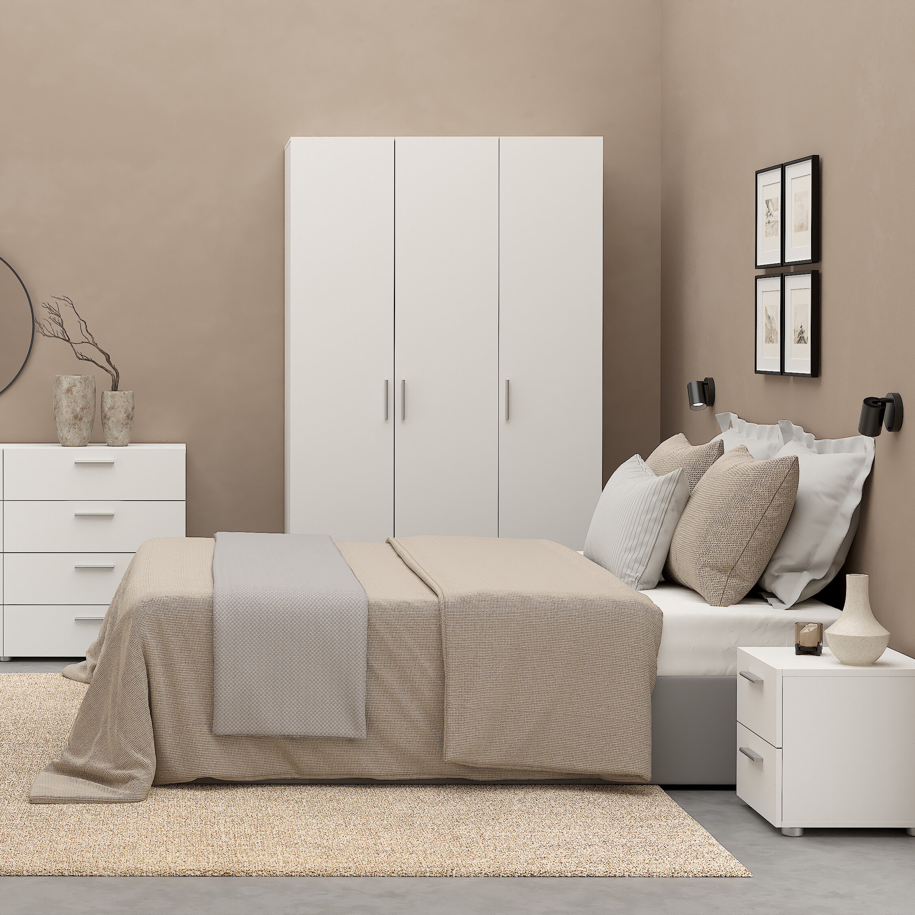 Pepe Wardrobe with 3 Doors in White