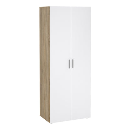 Pepe Wardrobe with 2 Doors in Oak with White High Gloss