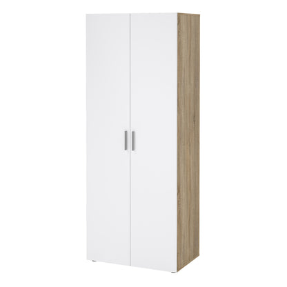 Pepe Wardrobe with 2 Doors in Oak with White High Gloss