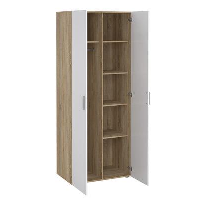 Pepe Wardrobe with 2 Doors in Oak with White High Gloss