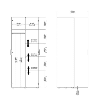 Pepe Wardrobe with 2 Doors in Black