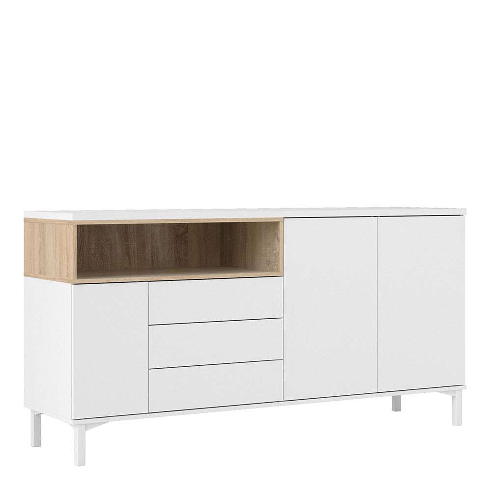 Roomers Sideboard 3 Drawers 3 Doors in White and Oak
