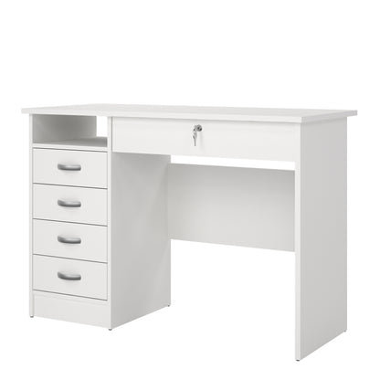 Function Plus Desk 5 Drawers in White