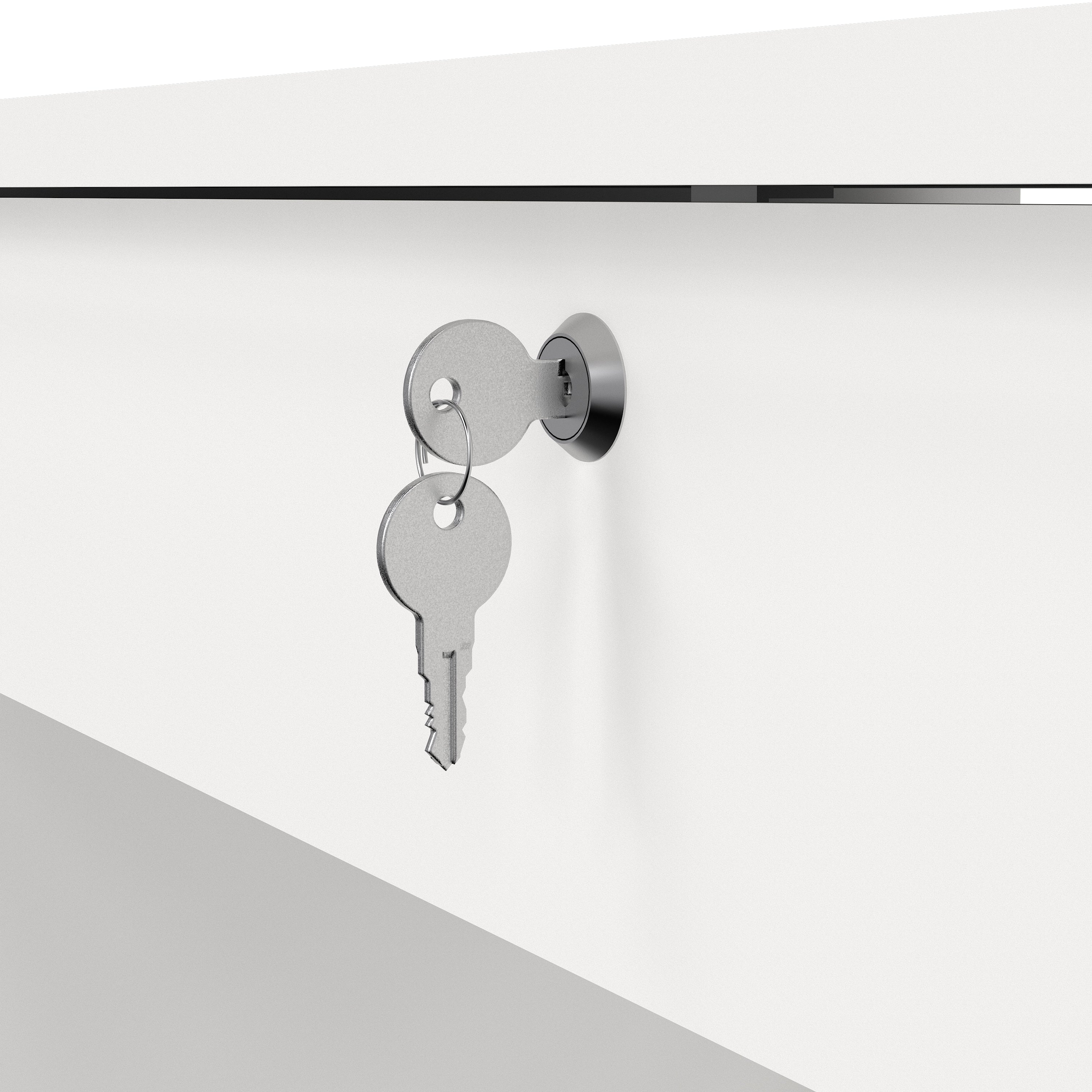 Function Plus Desk 5 Drawers in White