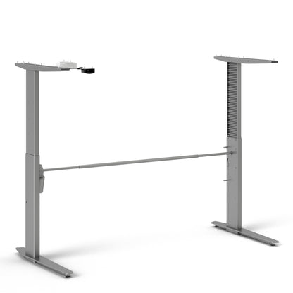 Prima Desk 150cm in Oak with Height Adjustable Legs with Electric Control in Silver Grey Steel