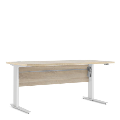 Prima Desk 150cm in Oak with Height Adjustable Legs with Electric Control in White