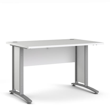 Prima Desk 120cm in White with Silver Grey Steel Legs
